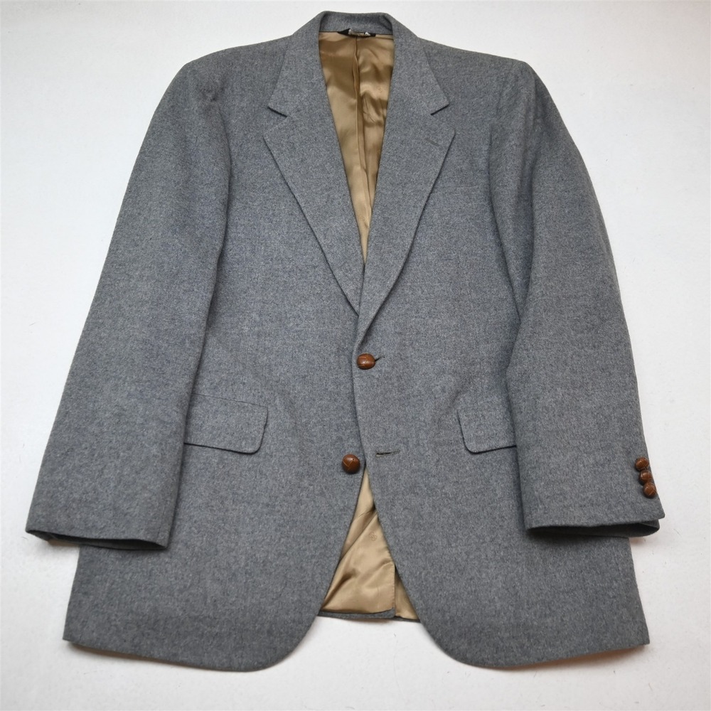 Vtg USA Made 42R Gray 100% Camel Hair Flannel Mens Blazer Suit Jacket Sport Coat